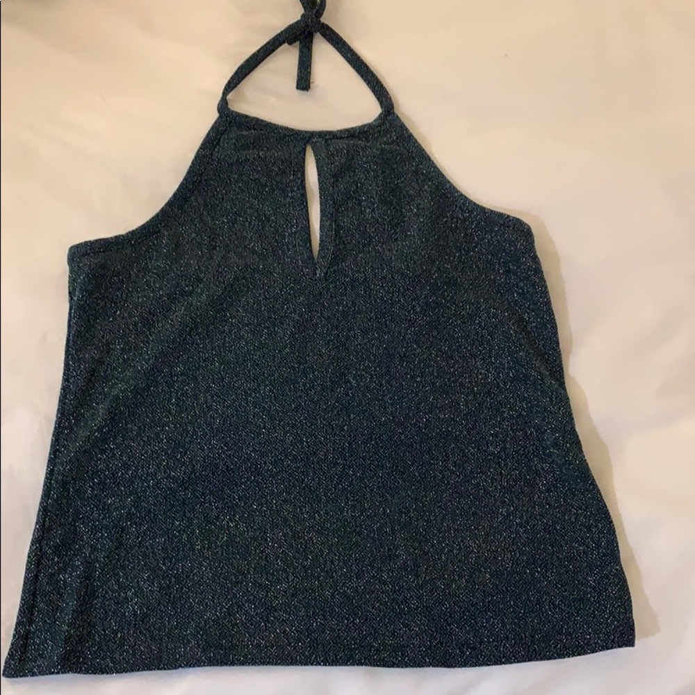 Topshop shimmery green halter top L